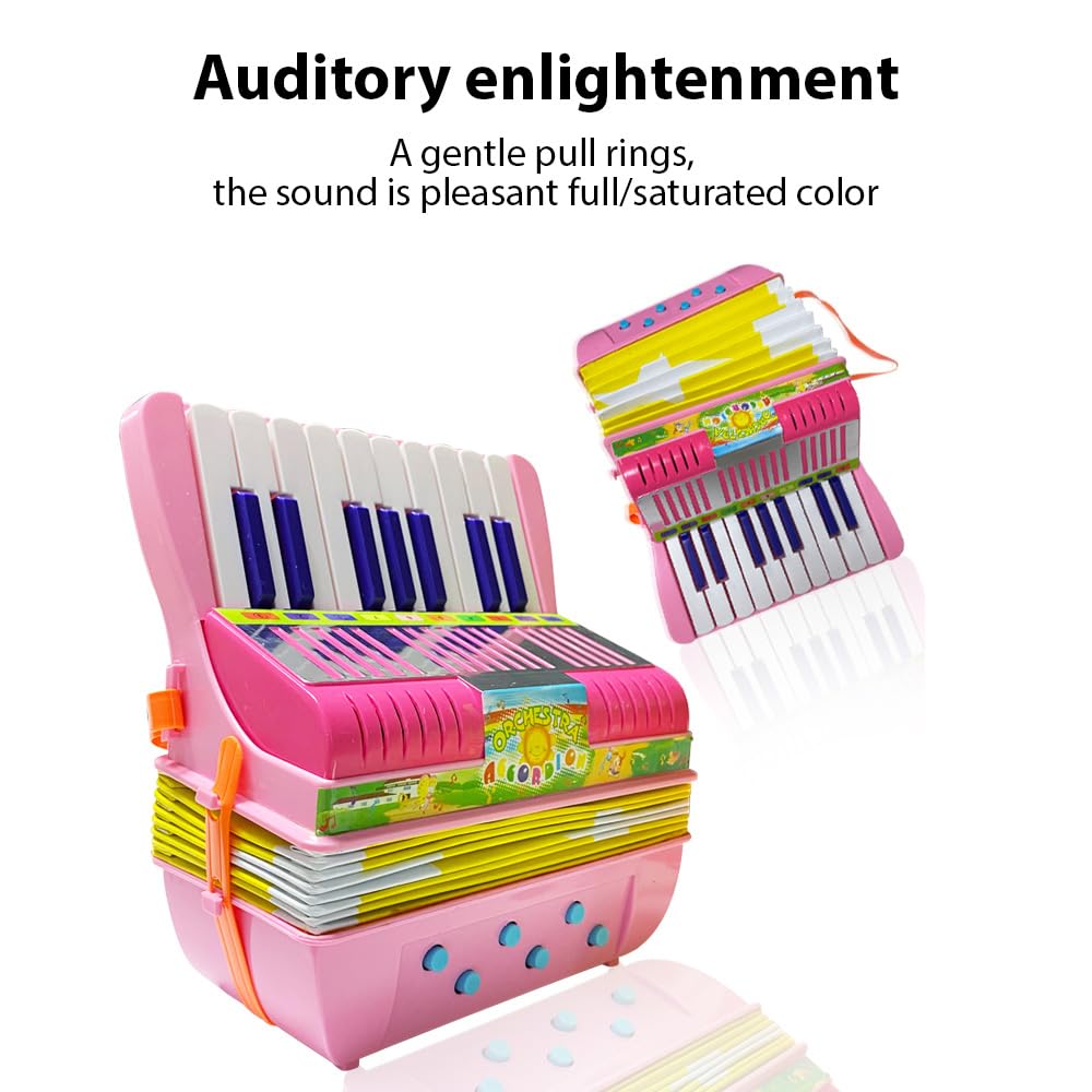 Mini-Akkordeon mit 17 Tasten und 6 Bässen, ABS-Material mit Schnalle, Musikinstrument für Anfänger, leichtes Knopfakkordeon, Hand-Auge-Koordination, Bühnenauftritt