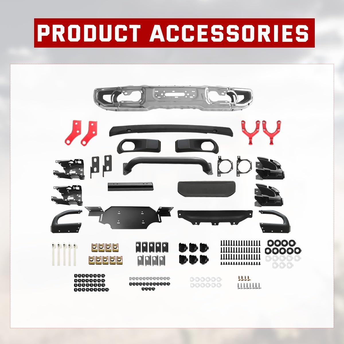 chrome front bumper compatible with Wrangler JL 2018-2024 10th Anniversary Edition JL front bumper replacement for 2-door and 4-door models