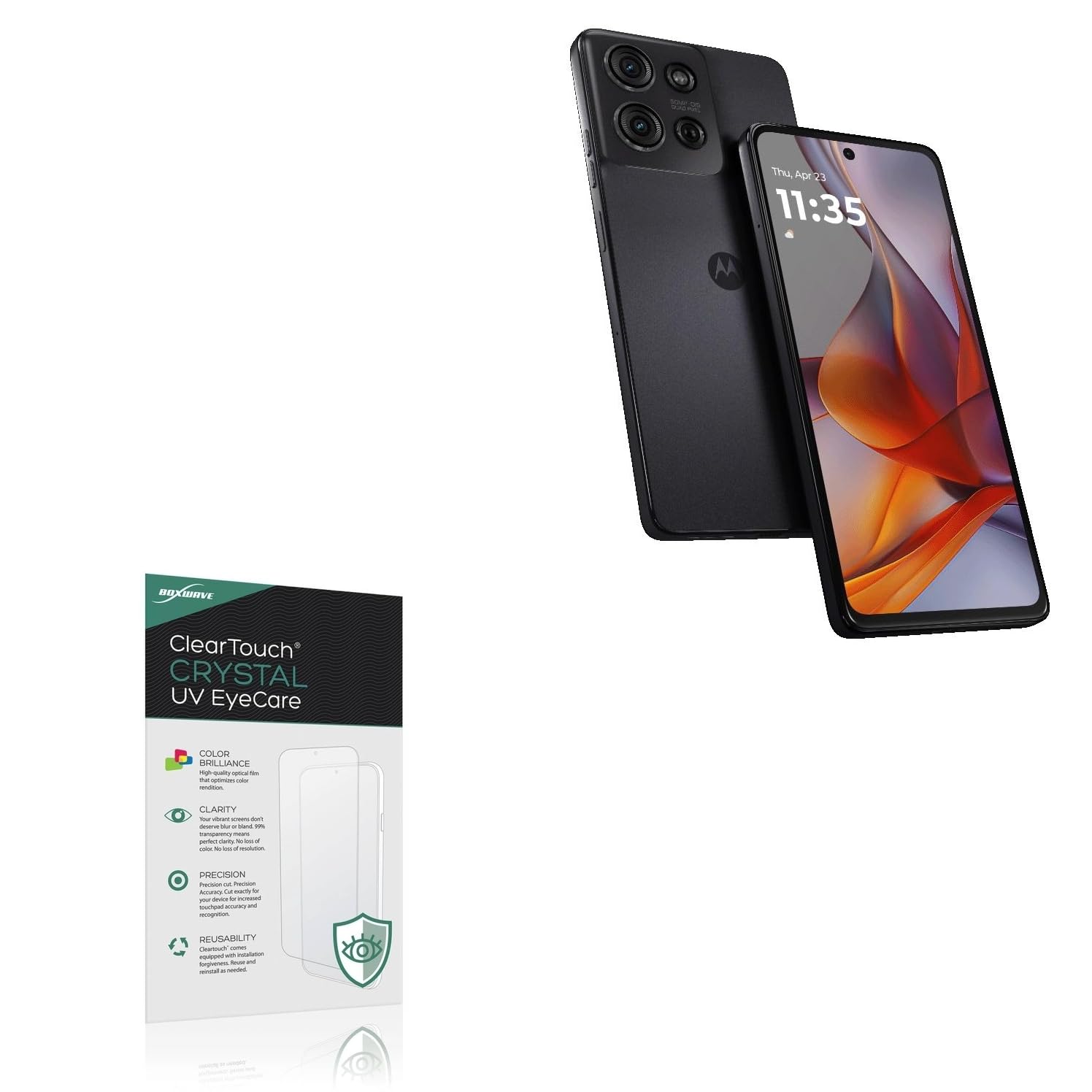 BoxWave Screen Protector Compatible with Motorola Moto G75 - ClearTouch Crystal Anti-UV EyeCare (2-Pack), Filters Out Harmful Blue Light Reduce Fatigue