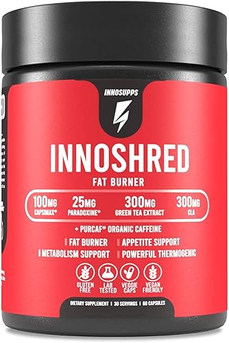 Miniatura 1 de Inno Shred - Quemador de grasa durante el día  100 mg de capsimax granos del paraíso cafeína orgánica extracto de té verde supresor del apetito