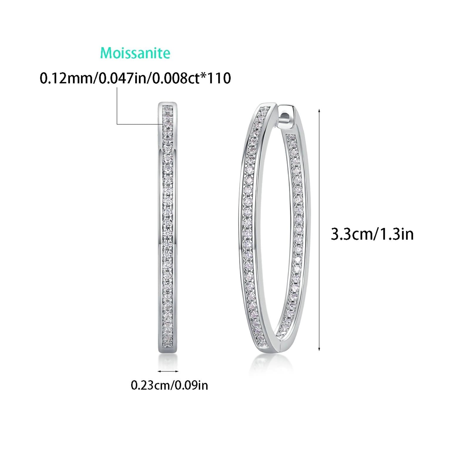 Kolczyki złoto 18K Au750 prawdziwe złoto biżuteria z okrągłym moissanit, wieczność Platinum PT950 Creole