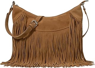Women Fringe Hobo Bag Western Purse Shoulder Bag Vegan Suede Tassel Hipp...
