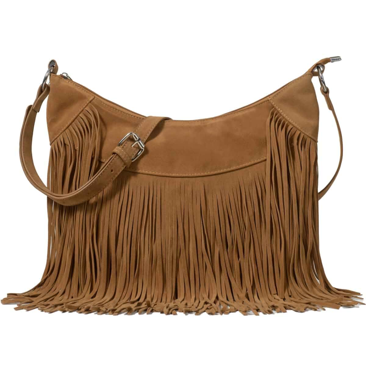 Sunwel Fashion Fringe Purse for Women, Western Boho Suede Crossbody Bag Fringe Bag, Hobo Handbag, Layered Tassels, Adjustable Strap