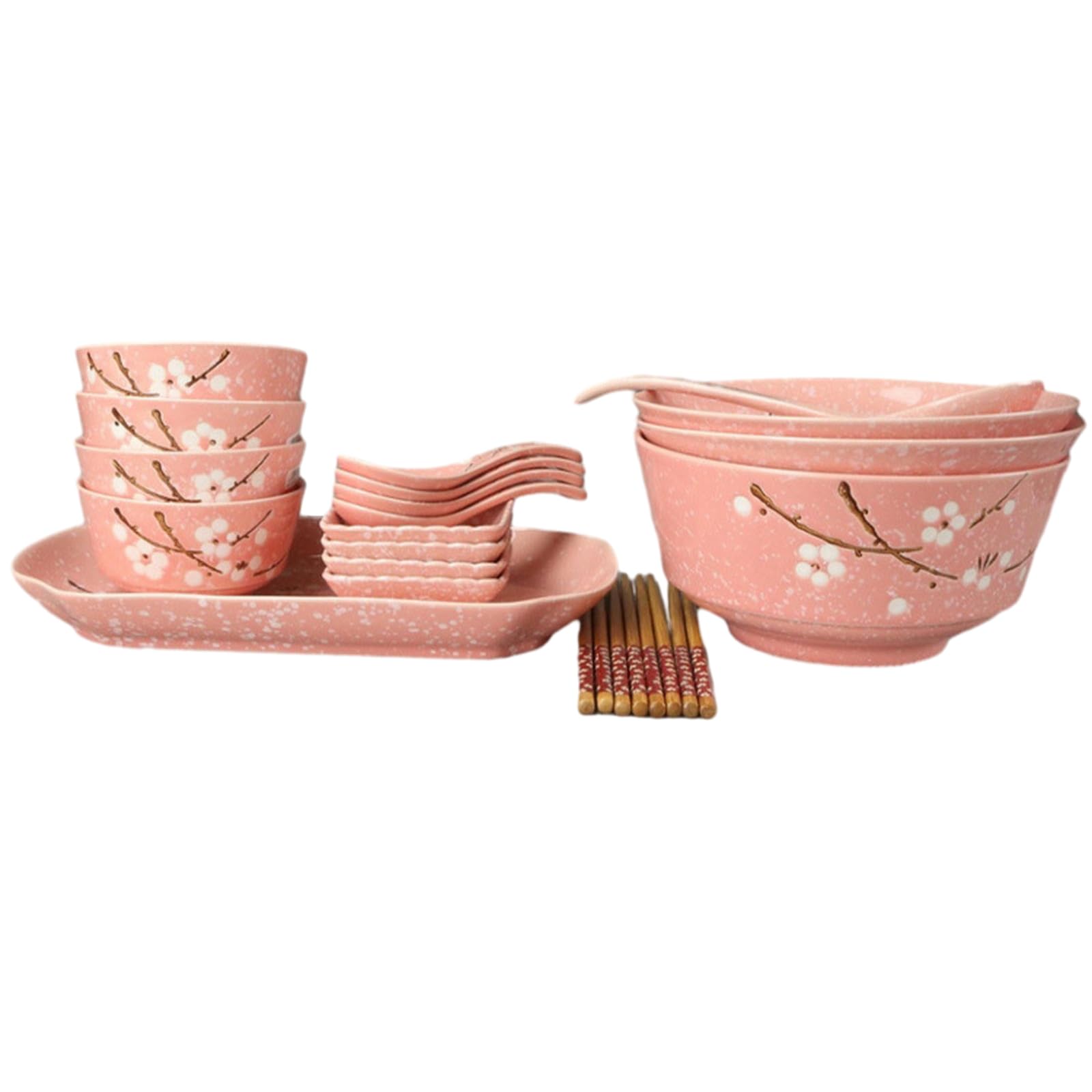 Kreatywna ręcznie malowana ceramiczna zastawa stołowa w stylu japońskim, miska domowa, talerz, zestaw pałeczek - 21 główek - niebieska śliwka