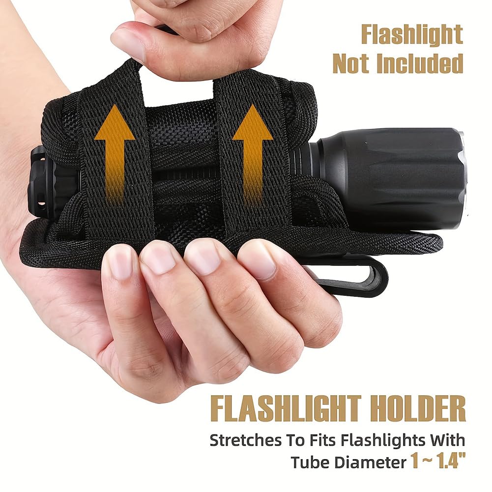 Funda de Linterna Rotación de 360°,Funda para Linterna,Estuche para Linterna,Bolsa de Linterna Táctica,Bolsa de Cinturón para Linterna,Funda Táctica para Linterna,Bolsas Colgantes para Caza Camping