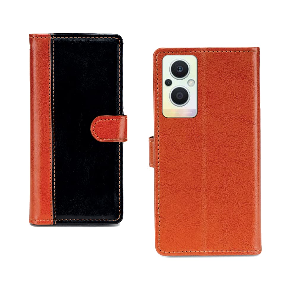 Inktree Oppo F21 Pro 5G Flip Case | Premium Leather Finish Flip Cover | with Card Pockets | Wallet Stand |Complete Protection Flip Cover for Oppo F21 Pro 5G - Camel and Black (B0B24PYL7S) Amazon Price History, Amazon Price Tracker