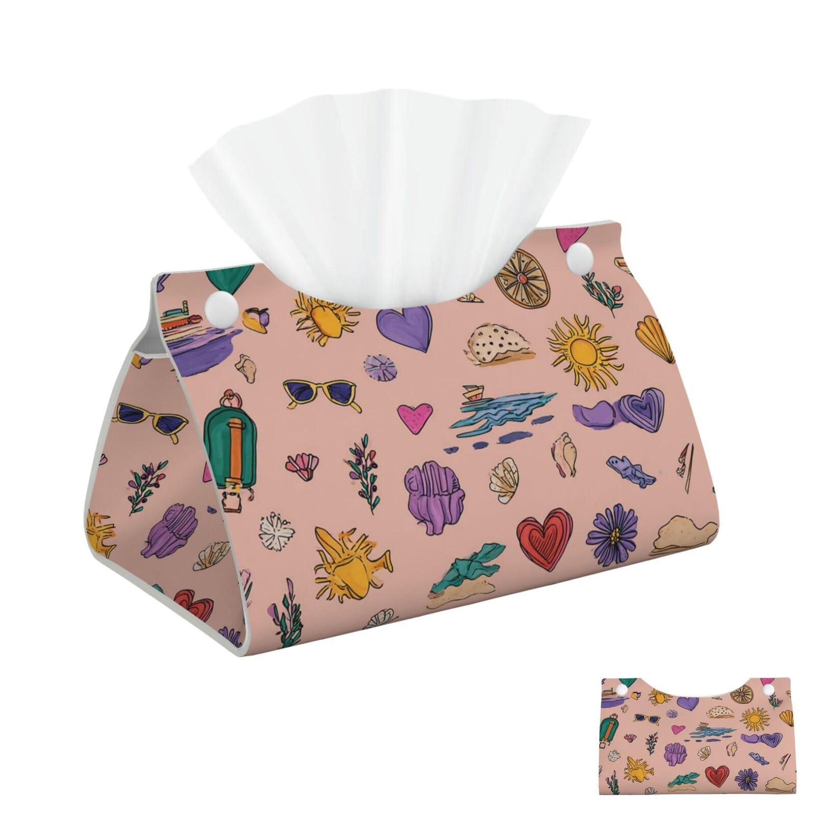 Beach Love Pattern Tissue Box Cover Square Cube Boxes