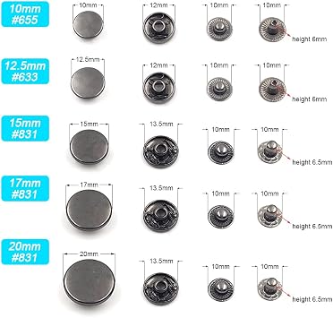 50 Sets Metal Snap Fasteners Snaps Button Press Studs Sewing Button,Silver,20mm(831)