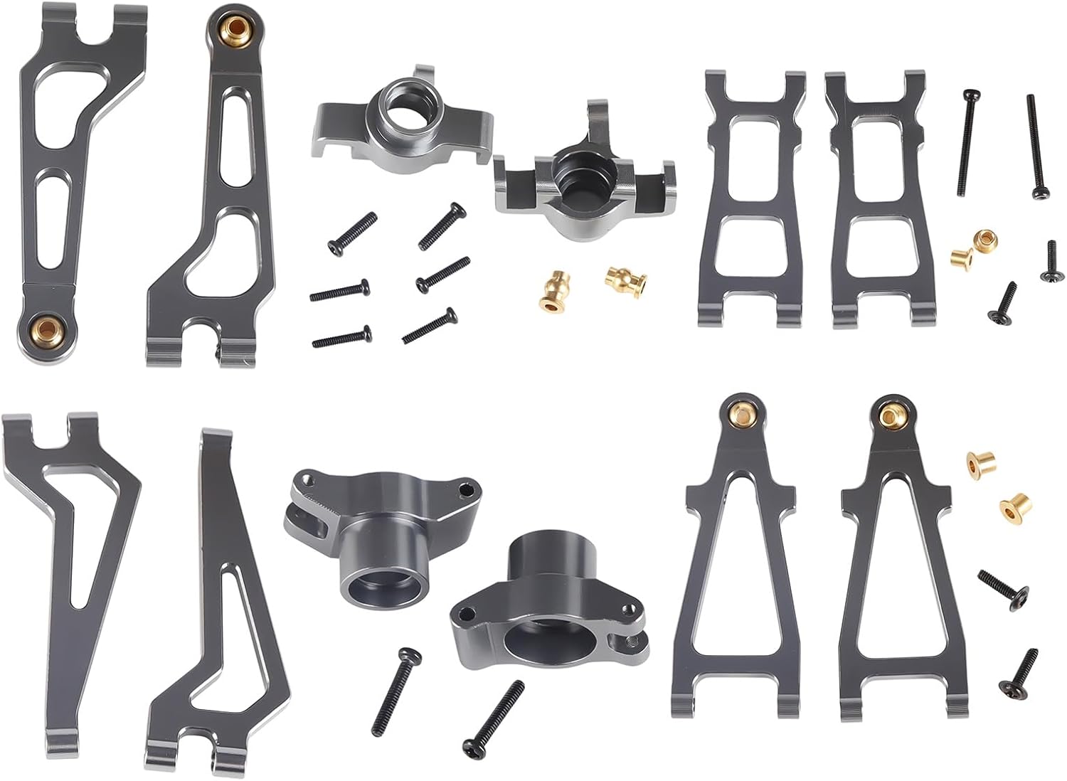 1:20 Scale RC Car Aluminum Front & Rear Upper & Lower Control Arms, Steering Block & Rear Hub Assembly (Fits JT20W)