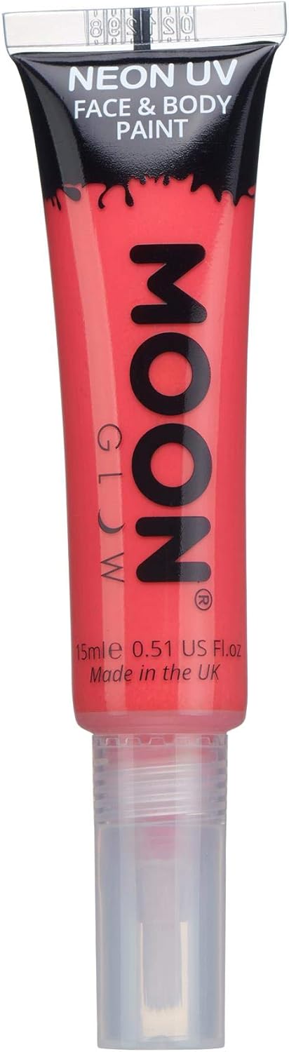 Moon Glow Neon UV Face and Body Paint with Brush by Moon Glow – 15 ml – Intensive Red