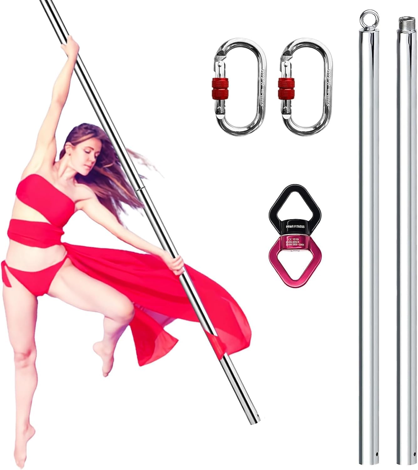 PRIOR FITNESS Aerial Flying Dance Pole, S2m 360° Spinning Pole w/SGS Cert.