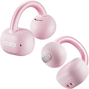 TOZO OpenEarRing True Open Ear Headphones, Lightweight Comfort Open Ear Clip Wireless Earbuds, 40H Play Bluetooth 5.4 Headphones with Smart Digital Display Design Fit Sports Running, Workout Rose Gold asin的图片