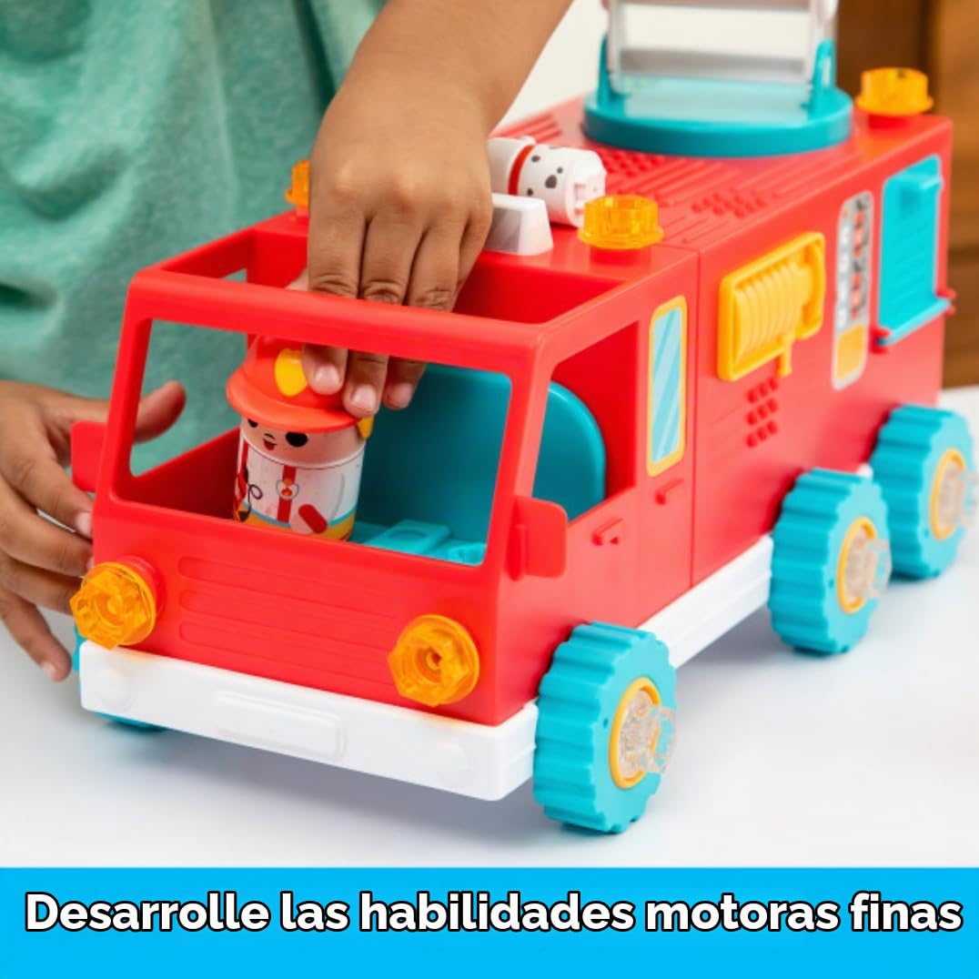 Learning Resources Coche de Bomberos con Figuras atornillables Bolt Buddies de Design & Drill, Juguete de construcción para desarrollar la motricidad Fina