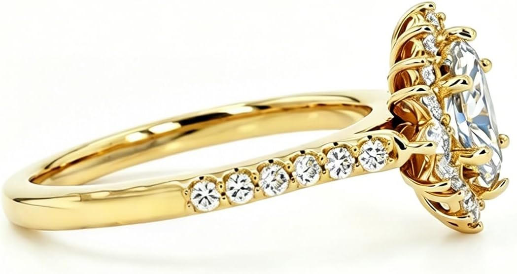 2 CT Center Marquise Cut Moissanite Engagement Ring, 10K/14K/18K Solid Gold Bridal Rings for Women Girlfriend Her Wedding Anniversary Size 4-12