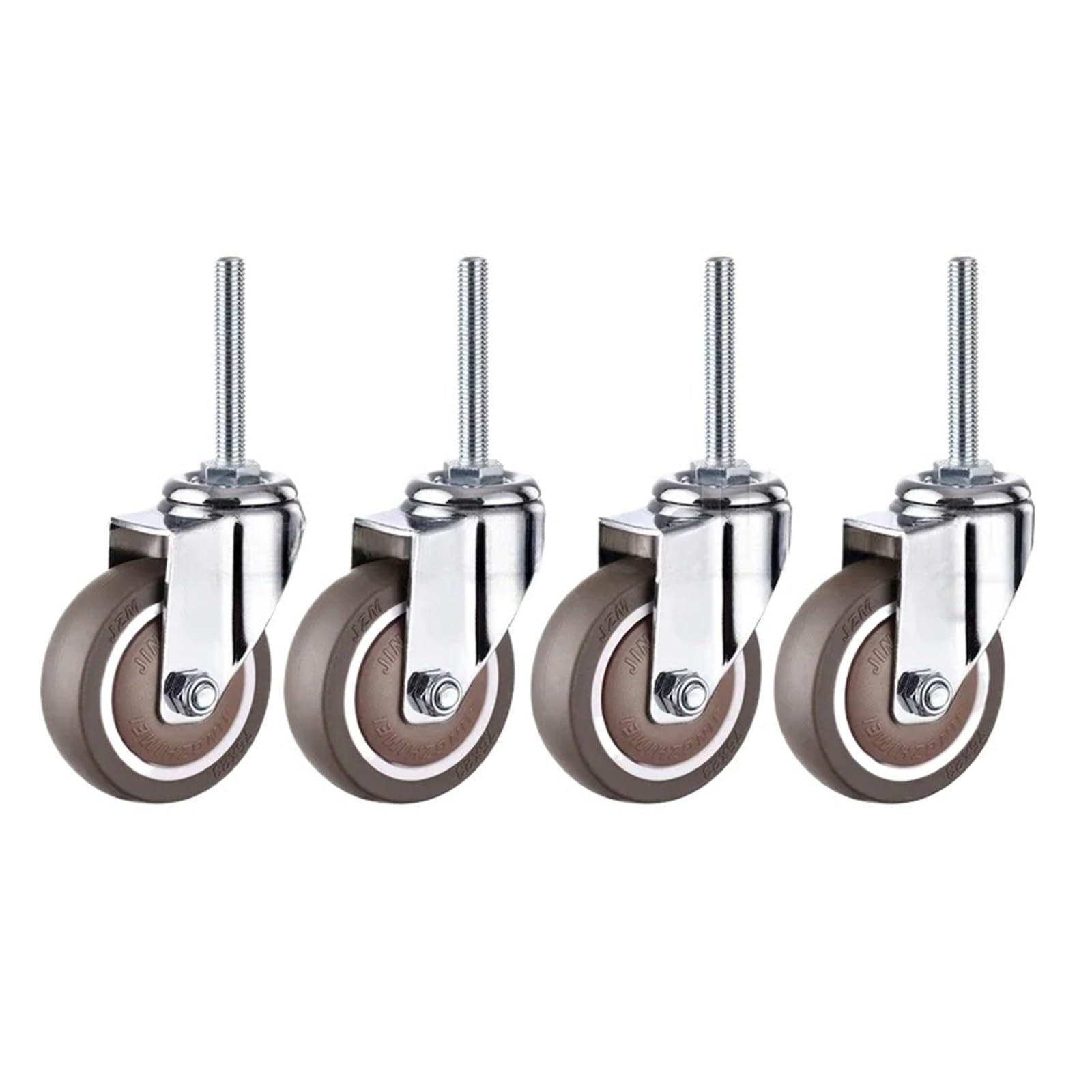 TQKEBWGW 4Pcs Swivel Rubber Caster Industrial Castors, M12x60mm Threaded Stem Locking Casters(Type 1,2 inch)
