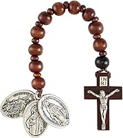 Vista 4 de Needzo Rosario devocional de bolsillo totalmente surtido, 6 1/2 pulgadas, paquete de 2, Madera Aleación de zinc Madera Cordón Aleación de zinc
