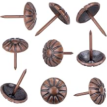 Upholstery Tacks for Furniture, 5/8 Vintage Upholstery Nails Decorative Tack, 100PCS Heavy Duty Furniture Tacks for Upholstery, Daisy Sofa Furniture Nails for Wood, Red Copper