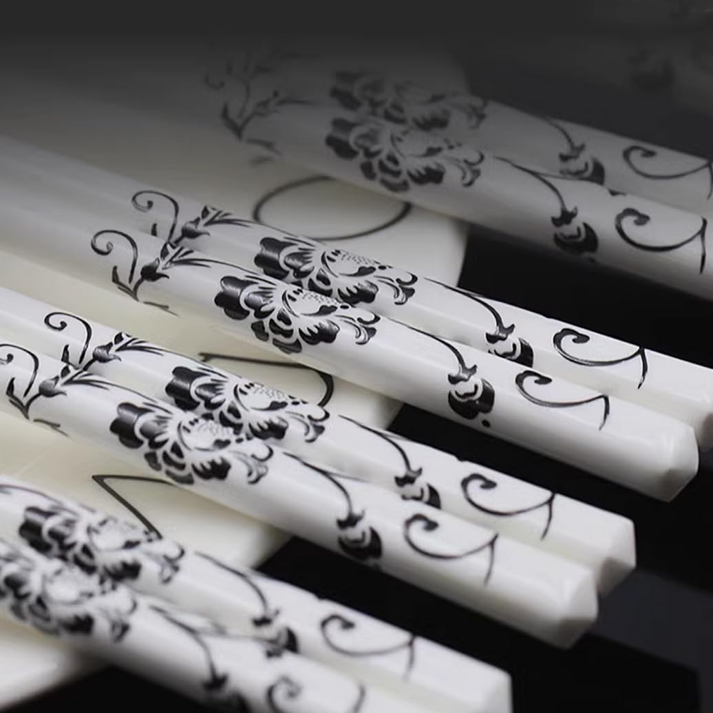 Bopsticks en Porcelaine Cadeau De Fleurs, Baguettes Chinoises en Os De La Chine, 10 Paires Baguettes Premium Réutilisables, Lave-Vaisselle À Haute Résistance B
