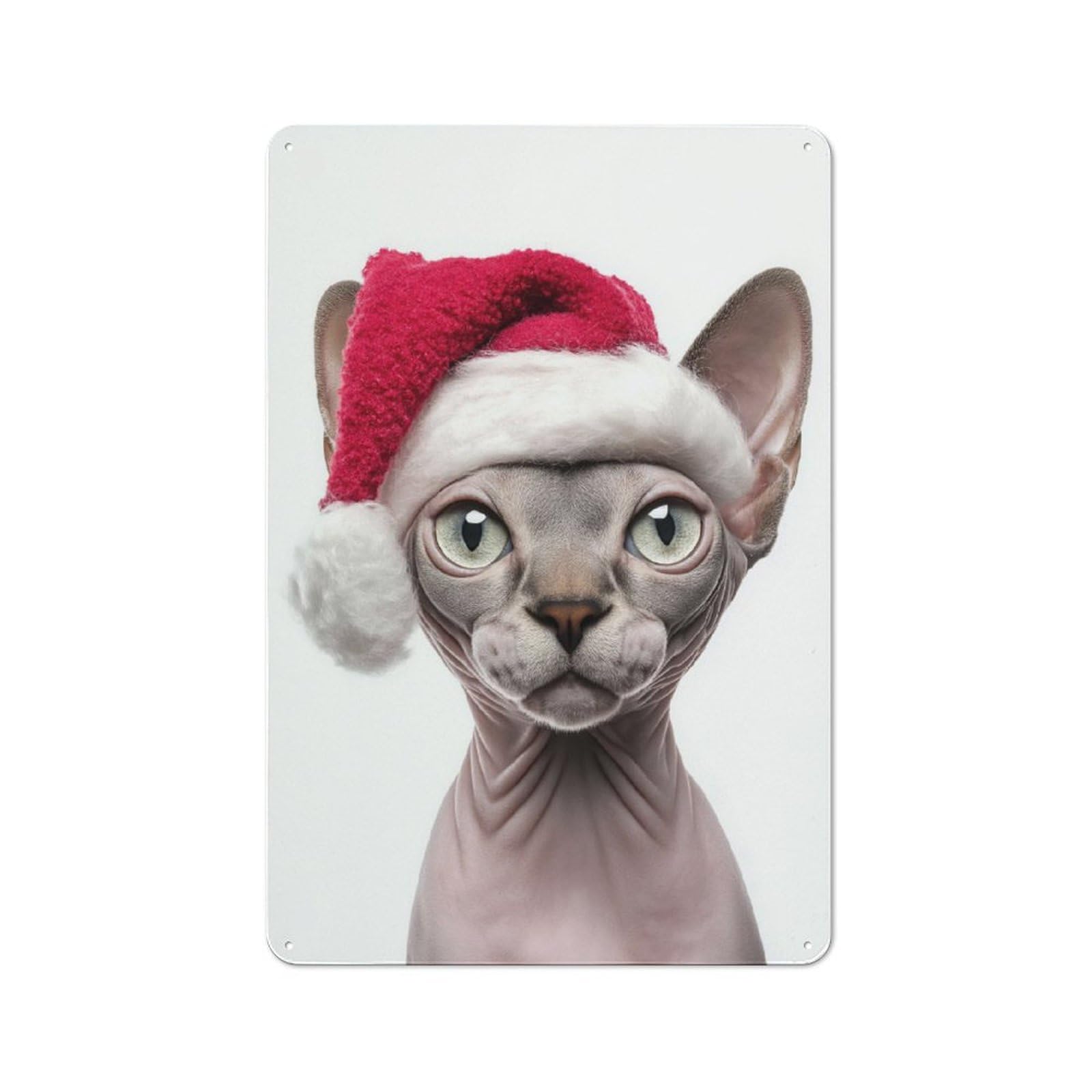 Junmoney Sphynx Cat Christmas Portrait Metal Plaque 30X20cm With For Garage Wall, Retro Decor, For Garage Decor Collectors Refreshing A Room In Autumn
