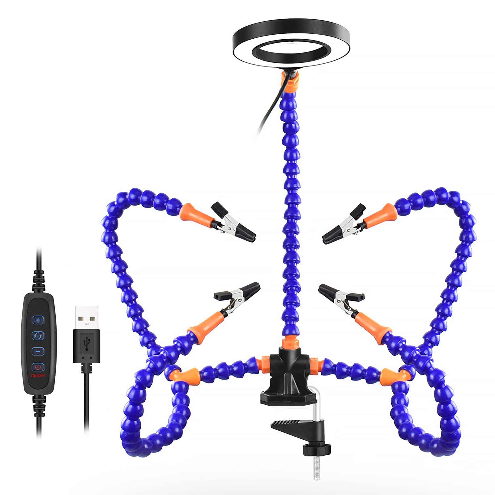Lampe loupe LED à 11 niveaux de luminosité avec 3 bras flexibles pour support de PCB