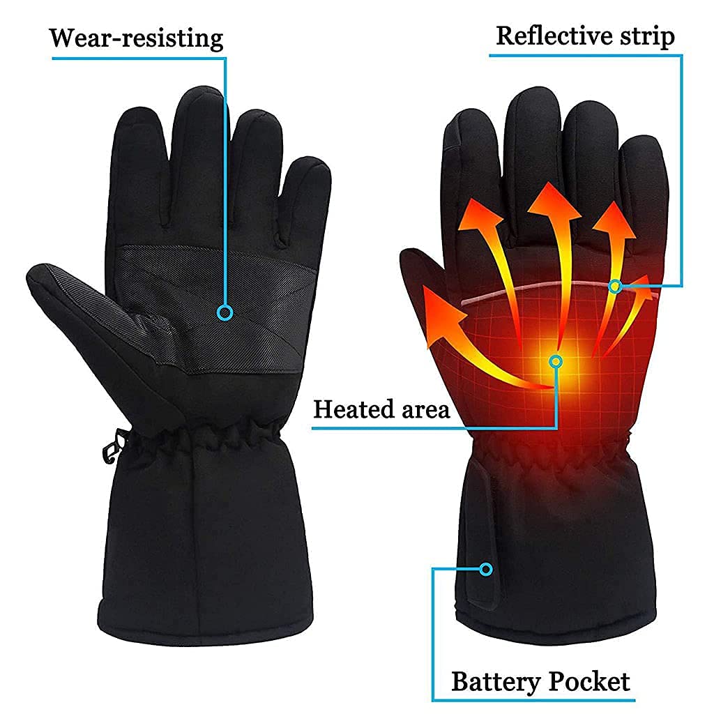 Guantes térmicos eléctricos con Pantalla táctil, para Exteriores, Interiores, calefacción a batería, Guantes de Invierno a Prueba de Viento para Hombres y Mujeres, al Aire Libre, c