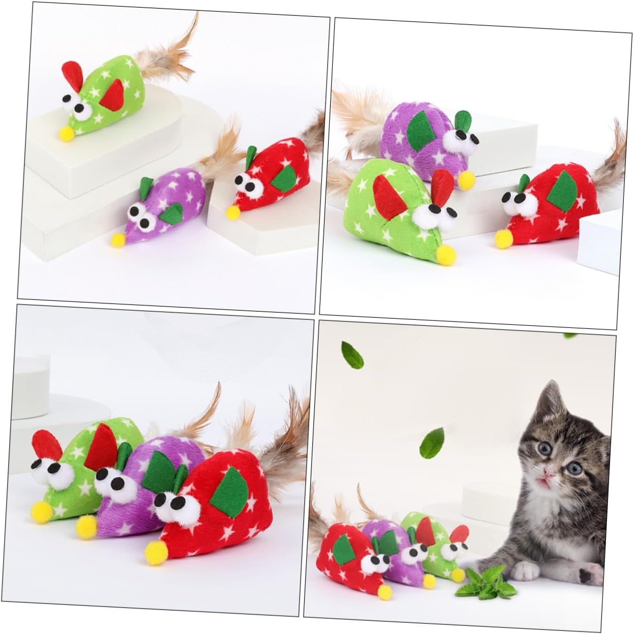 YARNOW 3pcs Interactive Cat Teasing Mouse Toys Playthings for Kittens Pet Playthings for Indoor Cats Fun Exercise Relief