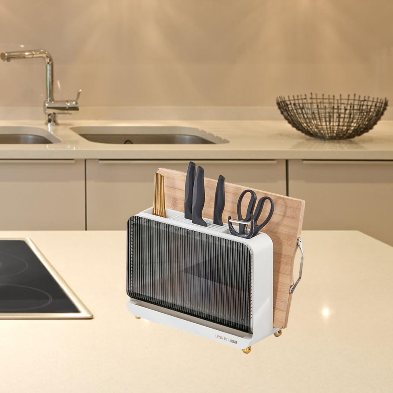 Multi-function Kitchen Organizer for Cutting Boards and Utensils Elegant White Design Holder for Chopsticks Spoons and Forks Space-saving for Home Decor