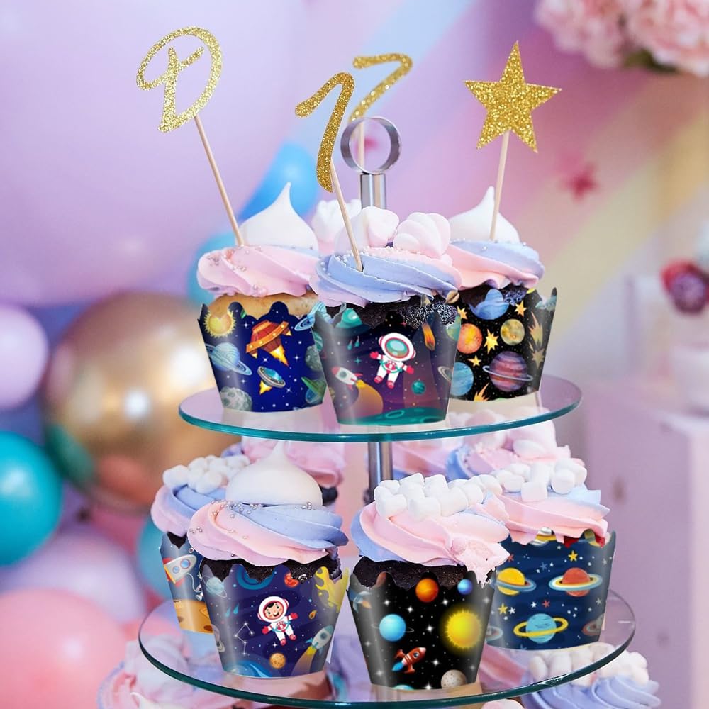 Astronauten Tortendeko Set | 58 Teile | Weltraum Kindergeburtstag | Mit Rakete & Planeten