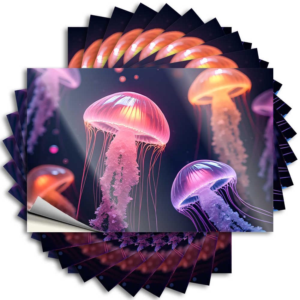 Custom, Bumper Window Enchanted Ocean: Glowing Jellyfish in Vibrant Colors | Ideas Tiki Bar Decor(12X18CM)