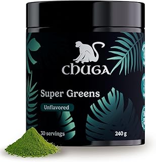 Chuga's Super Greens Powder – Organic Superfood Blend with Greens, Fruits & Probiotics – Boosts Energy, Detox, and Digestion – Vegan, Non-GMO, Gluten-Free, Keto Friendly - 30 Servings