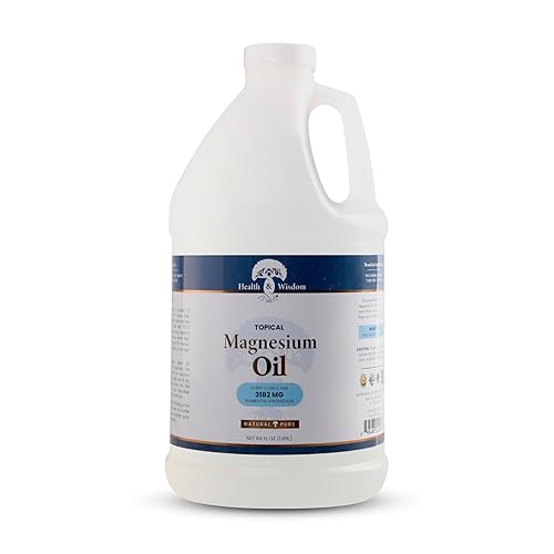 Health and Wisdom Aceite de magnesio puro de 64 onzas líquidas  Spray tópico, loción y frote  Aditivo de baño  Propiedades naturales del magnesio
