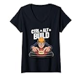 Womens Ctrl Alt Build Coding Enthusiast Pc Gamer Programming Fun V-Neck T-Shirt