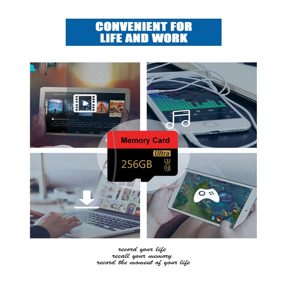 Carte mémoire 256 Go Mini carte TF ultra haute vitesse pour téléphones Android, caméras d'action, tablettes Stockage étendu