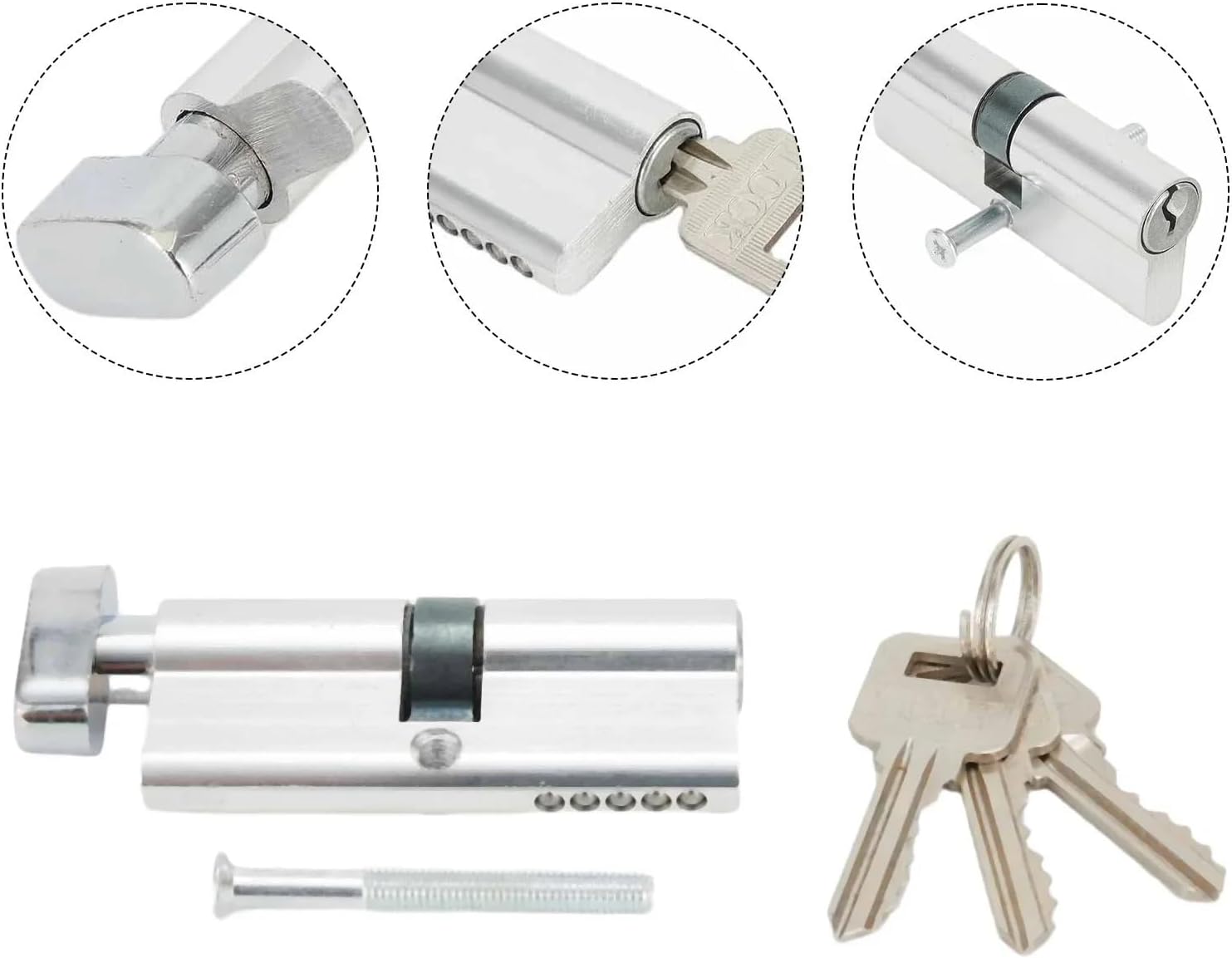 1 Set Door Cylinder-Lock with 3 Keys Pick Door Lock Home Security Bedroom Thumb Turn Cylinder Barrels Door Locks 1pcs