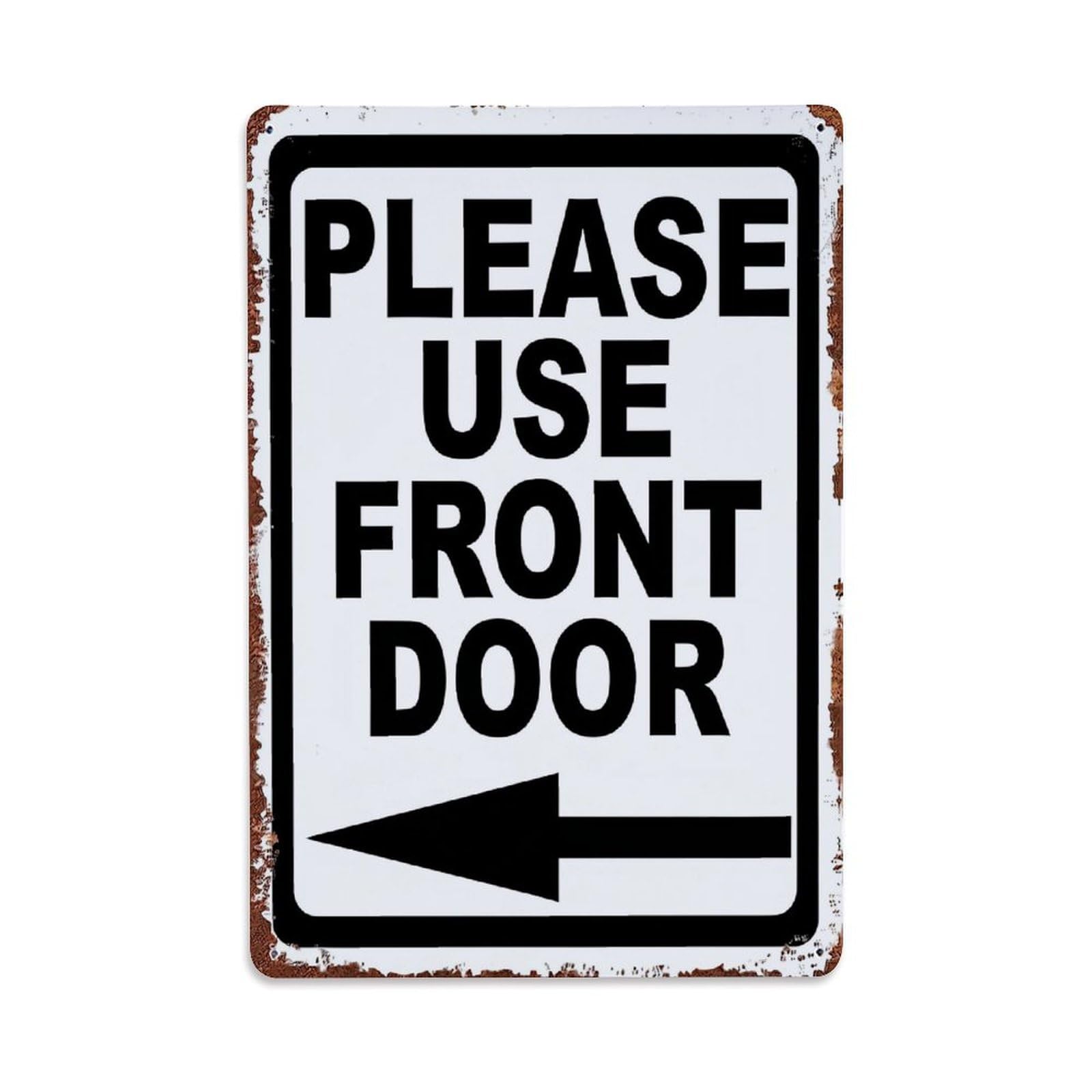 Jdfenggu Vintage Please Use Front Door Arrow Retro Metal Tin Sign, Decor Art Poster For Bar, Home, Man Cave, Kitchen, Laundry Room Gift 8X12inch