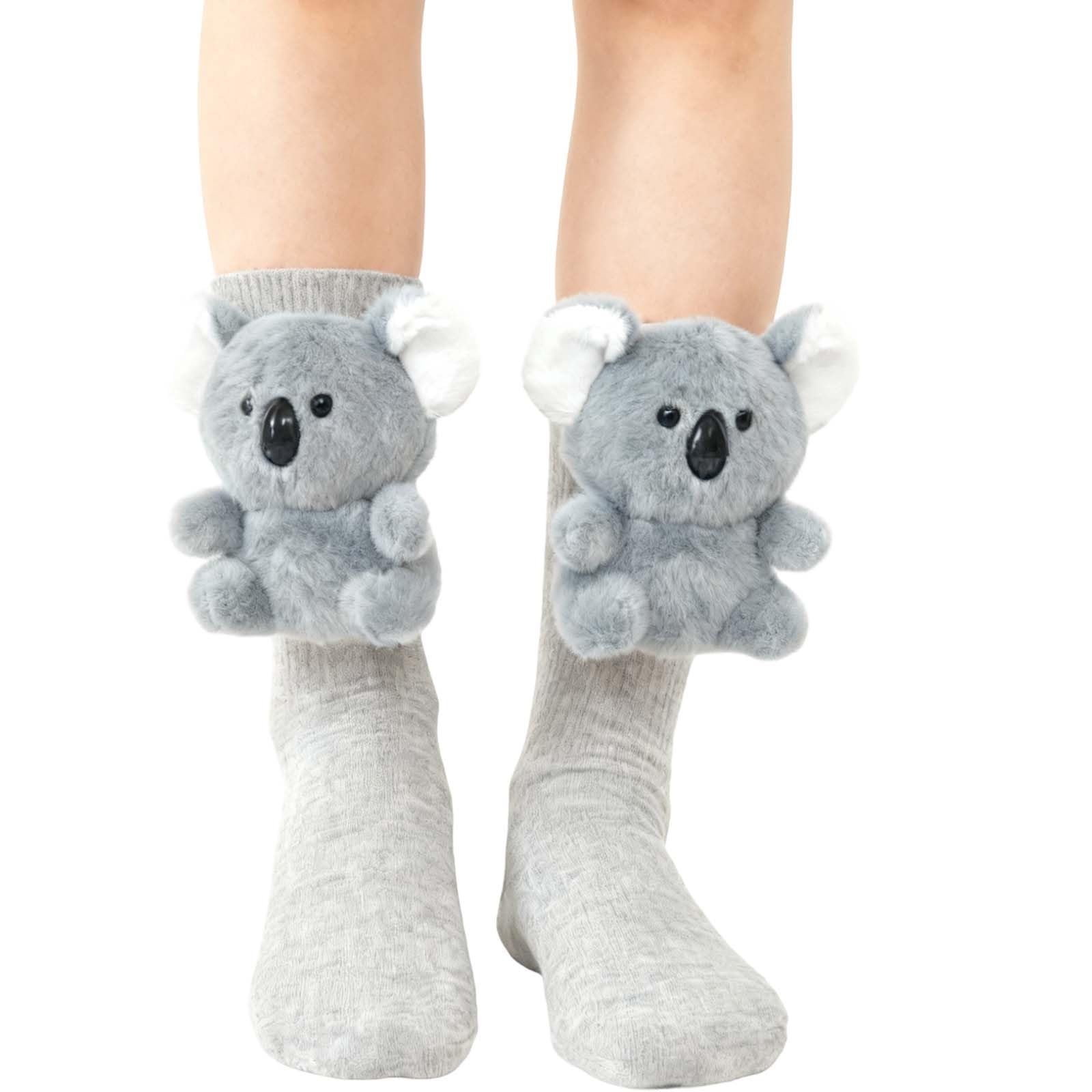 3D Knit Animal Socks Skid Warm Proof Cotton Socks Novelty Floor Sock for Christmas Cute Hand Crochet Knit Sock Winter Warm Floor Socks for Adults