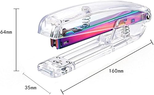 Miniatura 3 de Runying Engrapadora de escritorio transparente de acrílico multicolor con grapas, 1000 piezas, capacidad de 25 hojas (multicolor)