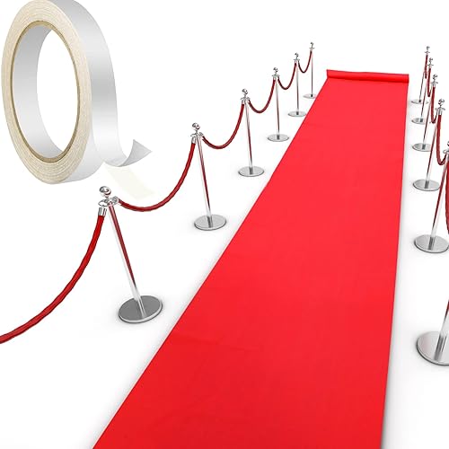 Shappy Alfombra roja para fiesta de 55 gsm de grosor con 1 cinta adhesiva para bodas, Navidad, Acción de Gracias, accesorios al aire libre, boda,