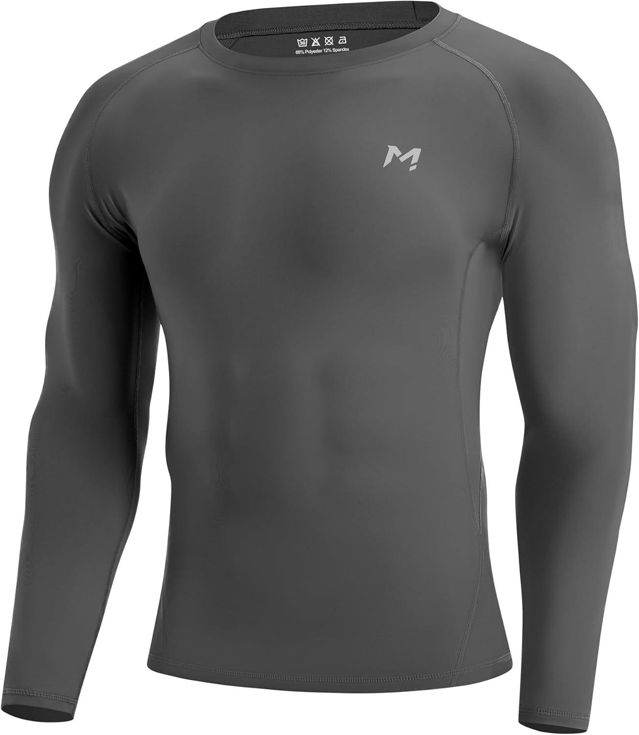Moozava Mens Compression Shirt Long Sleeve Quick Dry Athletic Workout Gym T-Shirt SPF Running Top Sport Undershirt Base Layer