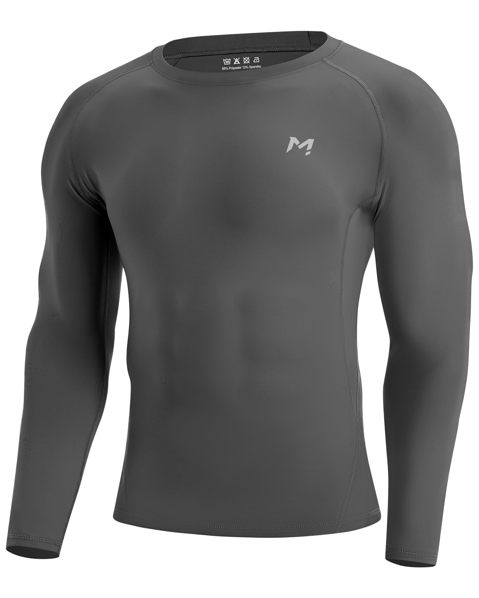 Mens Compression Shirt Long Sleeve Quick Dry Athletic Workout Gym T-Shirt SPF Running Top Sport Undershirt Base Layer