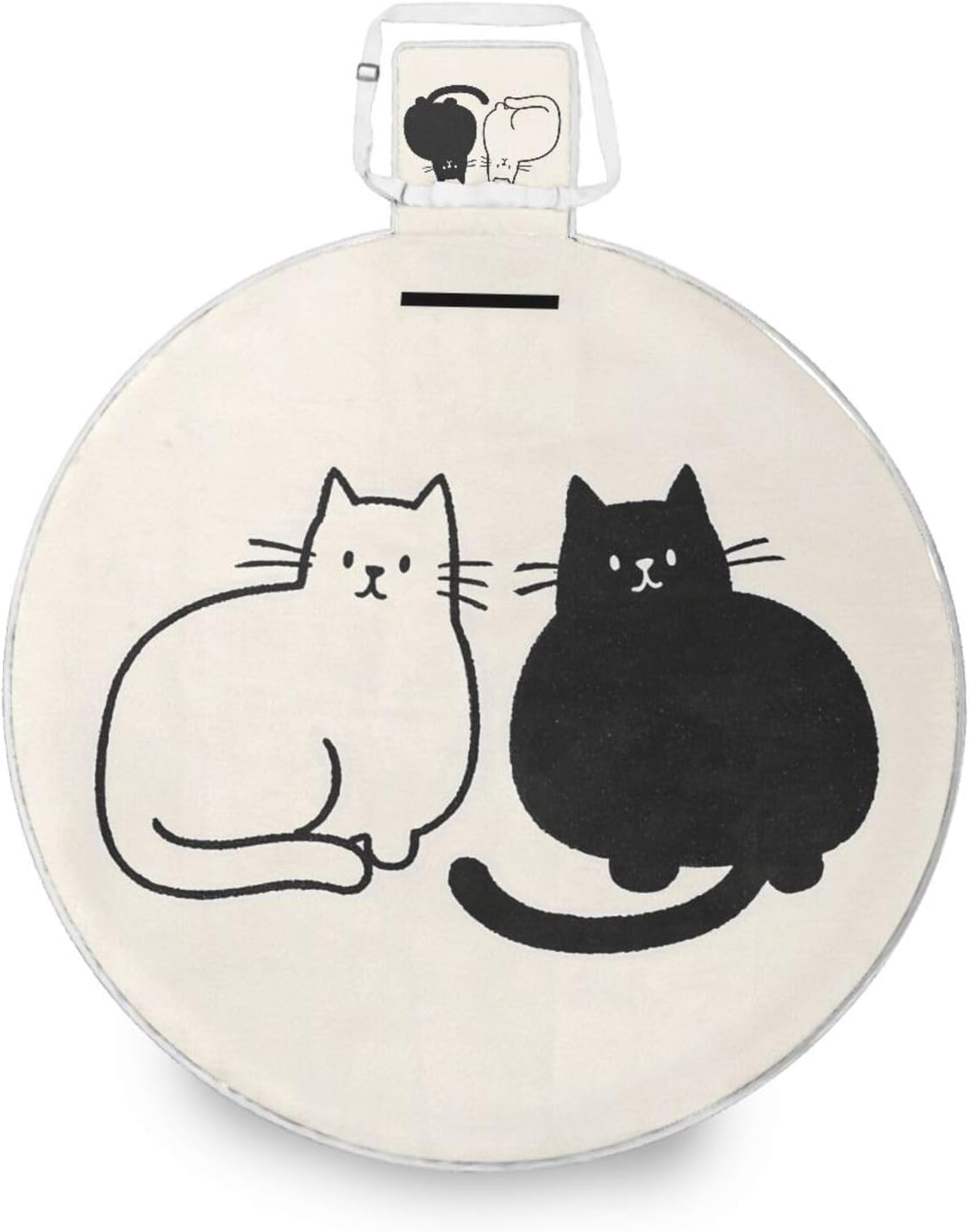 Round Camping Blanket - Fits 2 Adults, Summer Accessories Water Resistant Lawn Blanket for Beach Mat or Family Outdoor Camping Party 58 in (Cartoon Minimalist Cat Cute)