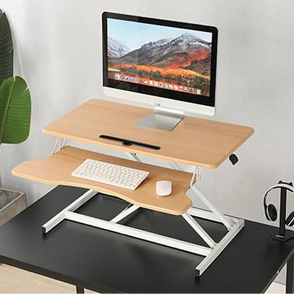 Konwerter biurkowy z regulacją wysokości, z tacą na klawiaturę, ergonomiczna stacja robocza do domowego biura, kompaktowa konstrukcja poprawiająca postawę i produktywność