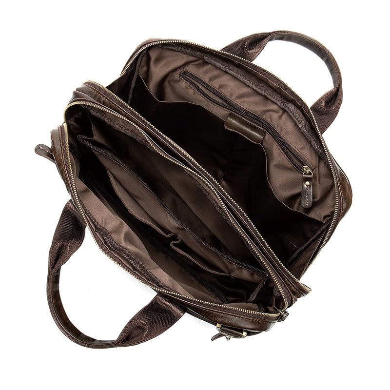 Briefcase Retro Handbag Oil Wax Leather Business Large Capacity Horizontal Business Bag4