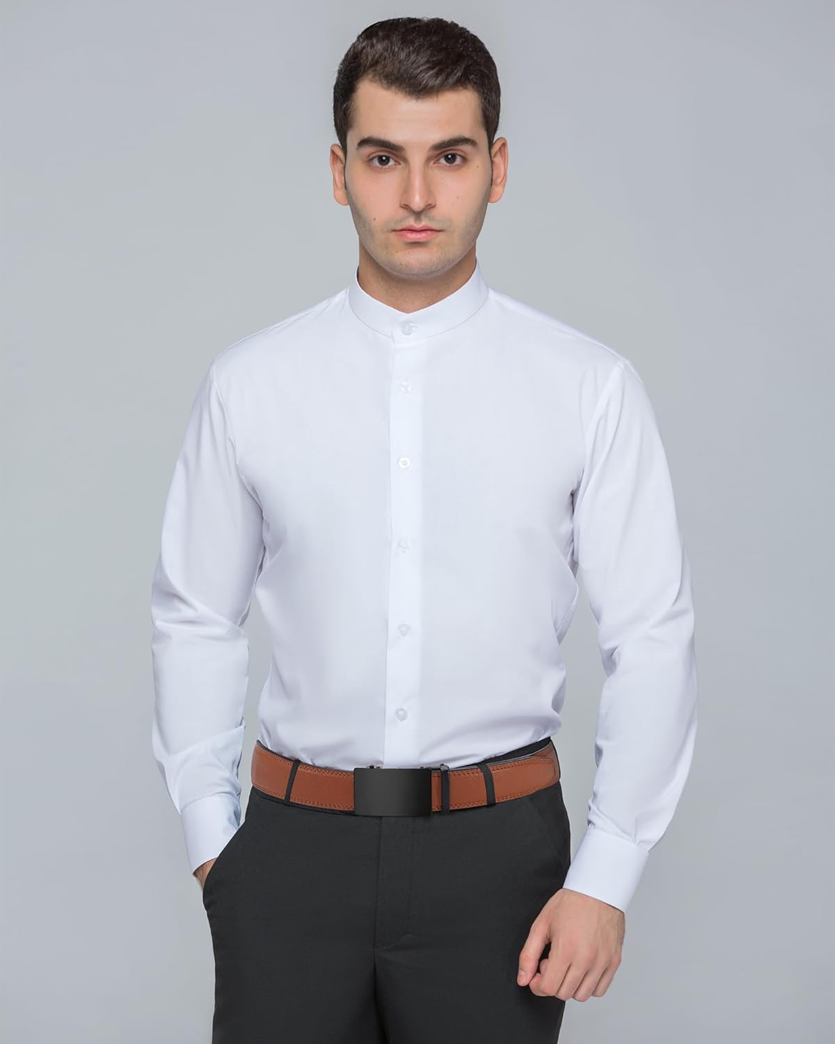 Kajeer Men Ratchet Belt Leather Adjustable Trim to Fit No Holes Slide Dress Belt for Casual Formal Gift - Image 4