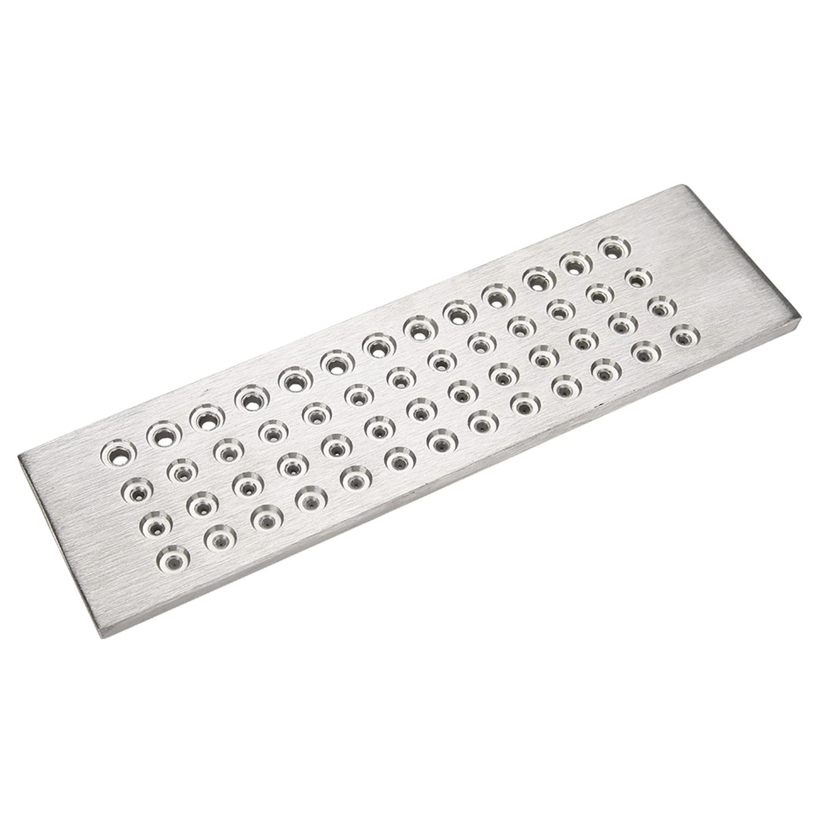 Drutowa płyta, 52 okrągłe otwory profesjonalne narzędzie do tworzenia biżuterii dla rzemieślników i jubilerów stalowy materiał 20,5 cm x 5,5 cm