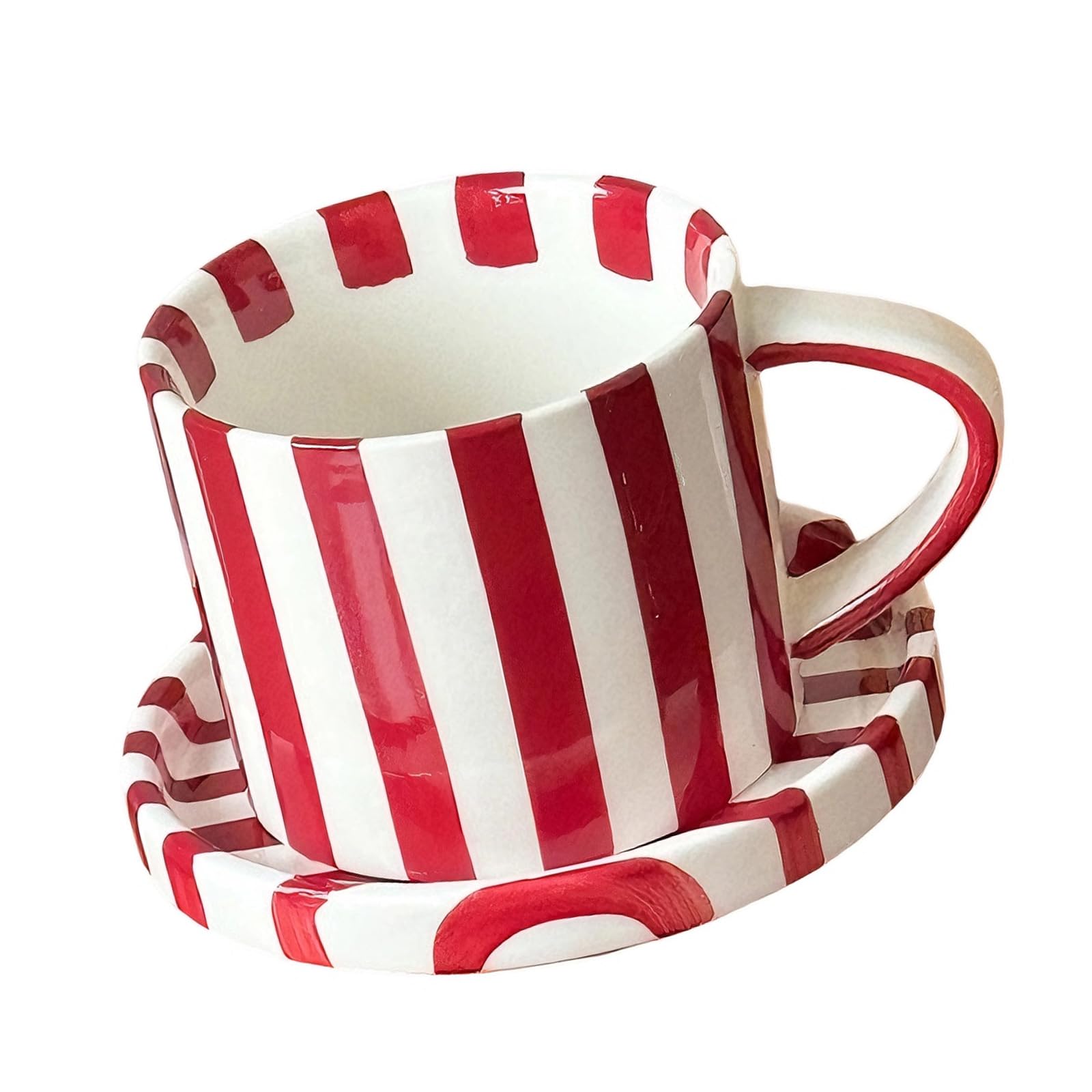 Ensemble de tasses à café en céramique rayée au design raffiné