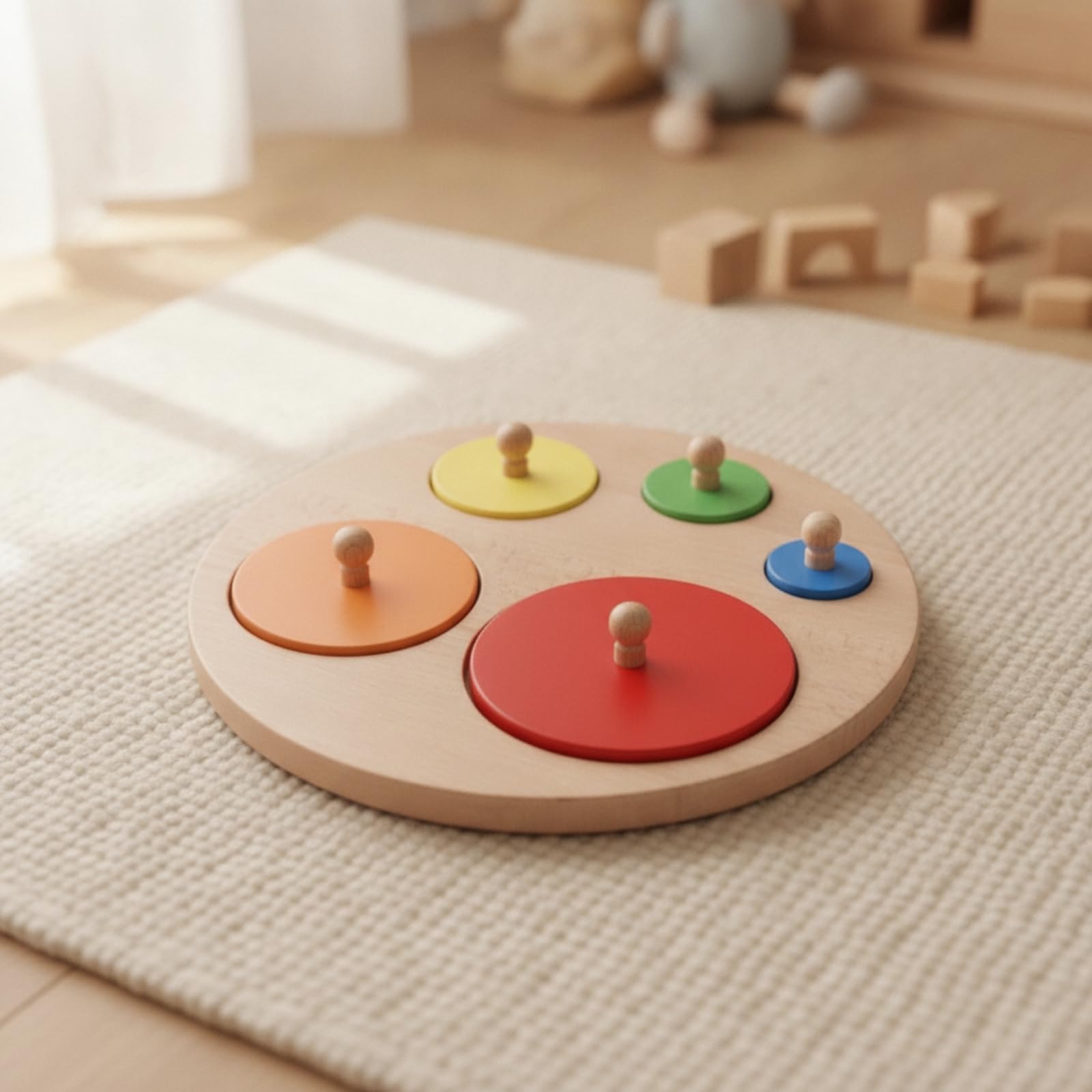 Gioco con Forme e Colori Didattico Motricità Fine, Puzzle in Legno con Pomelli, Sensoriale, Tavoletta delle Forme Pomelli, per Scuola Dell'infanzia, Casa
