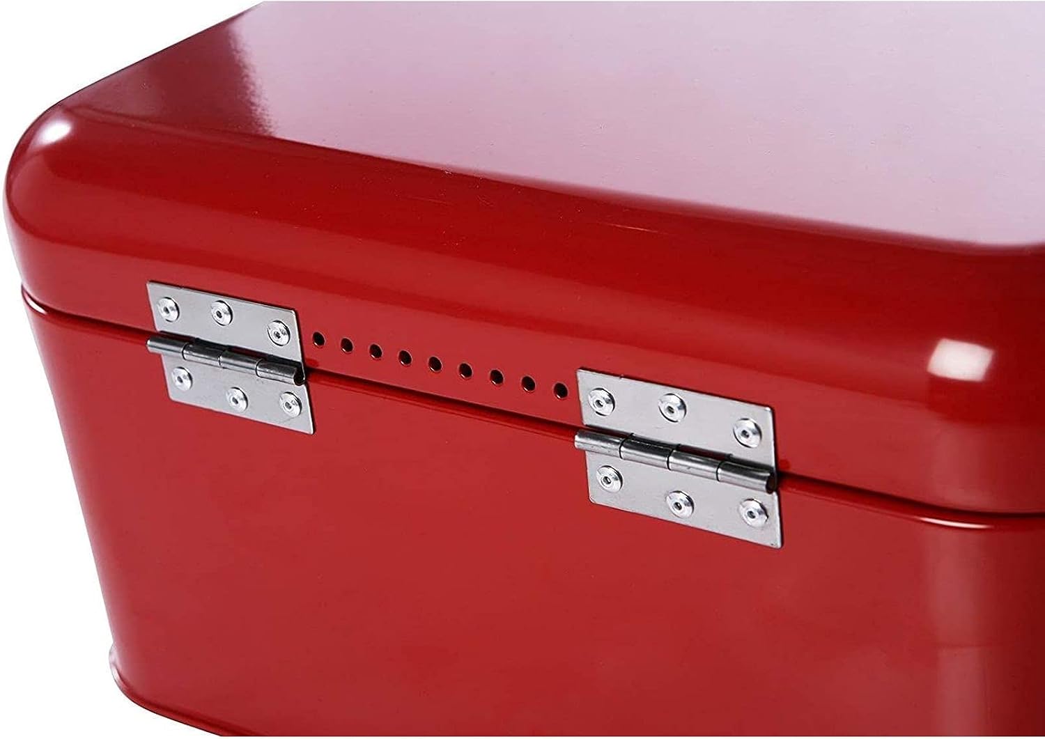 Bread Box for Kitchen Counter - Red Bread Bin, Retro Storage Container with Front Window, For Doughnuts, Pastries, Cookies - 12 x 7 x 6 Inches