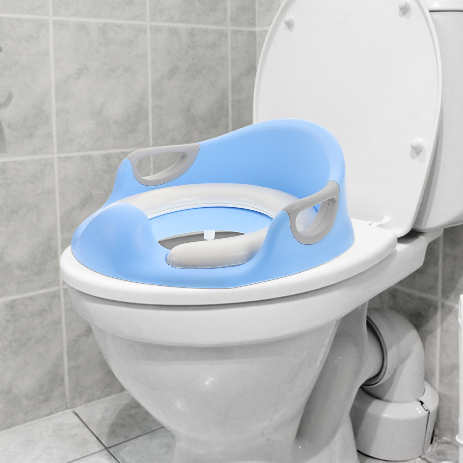 Riduttore Wc per Bambini Maniglie Antiscivolo Grandi in Pu, Sedile per Addestramento al Vasino, per Ragazzi e Ragazze Durante Training al Gabinetto