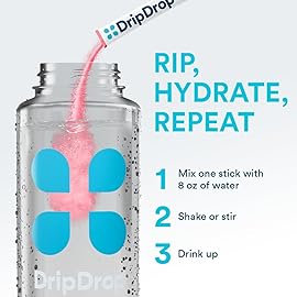 DripDrop Sugar Free Hydration Packets - Zero Classic Variety Pack - Single Serve Electrolytes Powder Drink Mix - Lemon Lime, Watermelon, Peach, Passion Fruit - Non-GMO, Gluten Free, Vegan - 16 Sticks